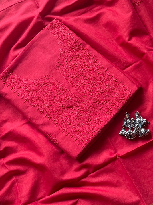 Bakhiya Chikankari pure mul suit set