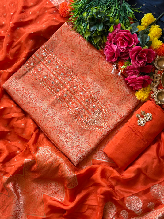 Fine silk brocade suits with Dolla Banarasi dupatta
