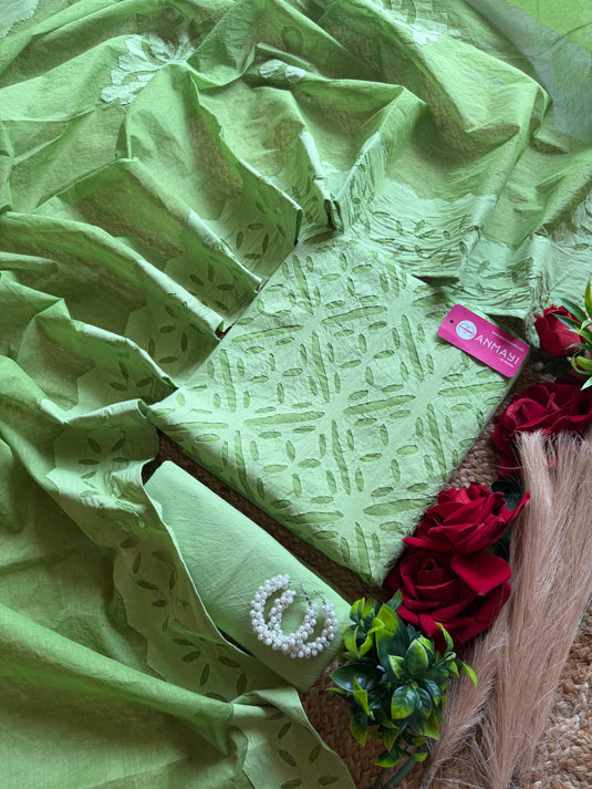 Appliqué work arkandi cotton suit set