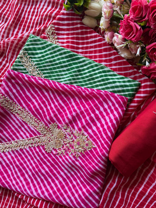 Lehria zardosi v neck semi Georgette suit set