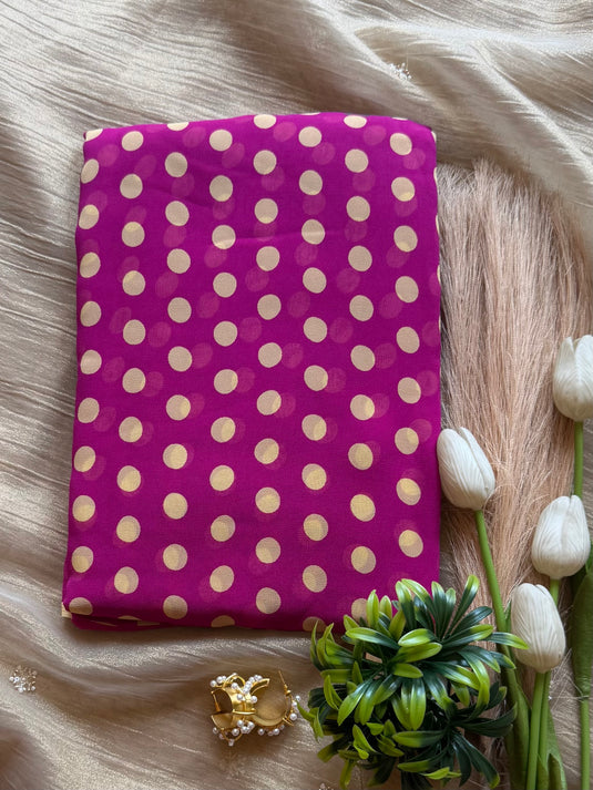 Polka dots Georgette saree with crepe blouse