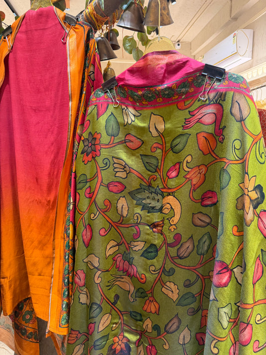 Shaded Maheshwari cotton suits with Madhubani dupatta
