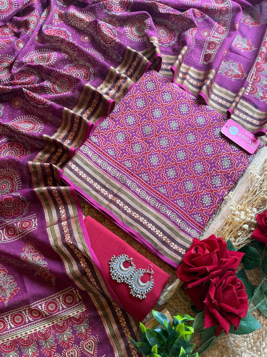 Manglagiri ajrakh cotton suit set vol 2