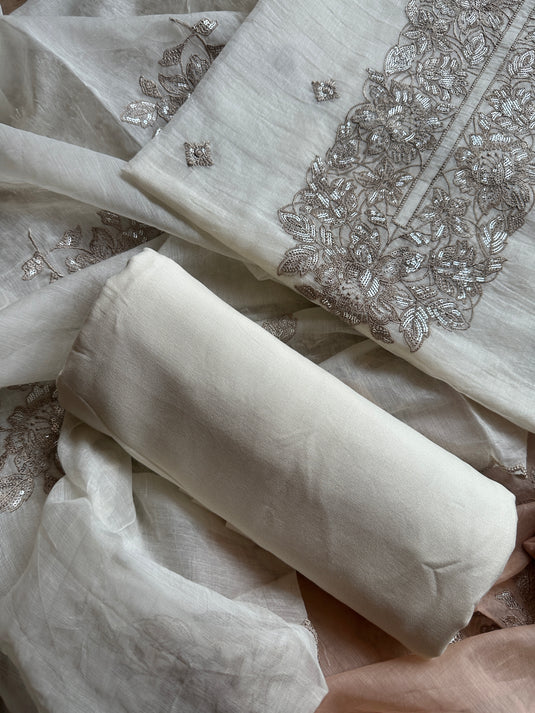 Mul Chanderi zari dori work suit set