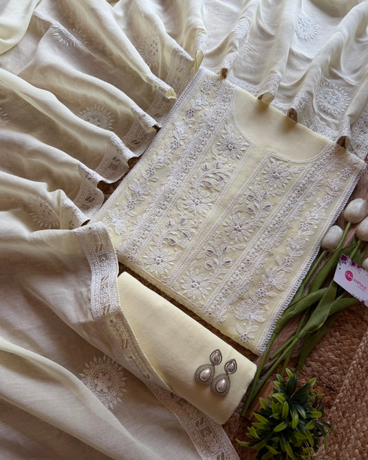 Lucknawi garden panel pure mul cotton suit set