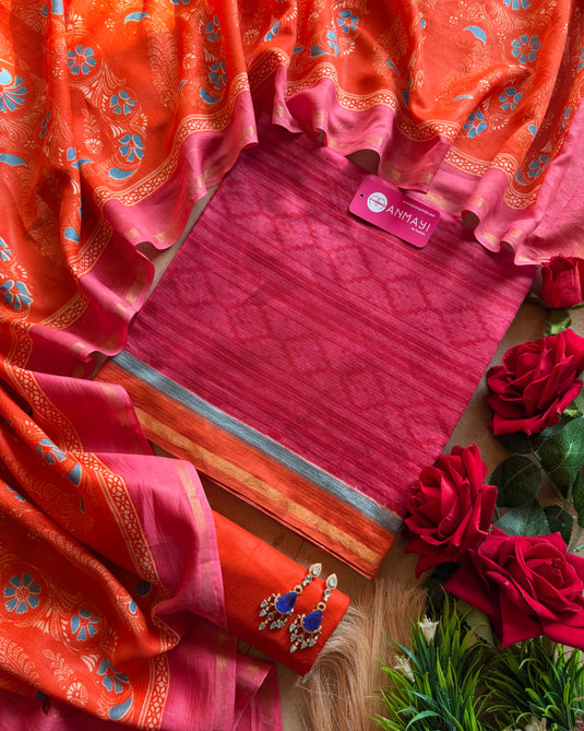 Patola Print pure maheshwari suit set