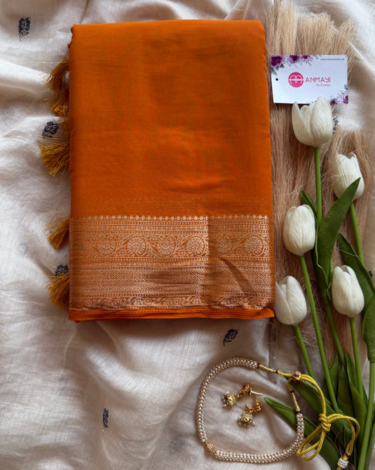 Aabha semi chiffon saree with brocade blouse