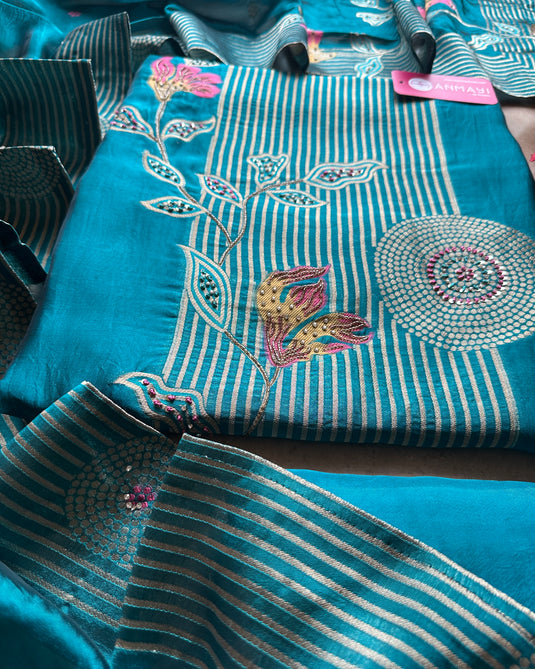 Taffeta silk jacquard banarasi suit set