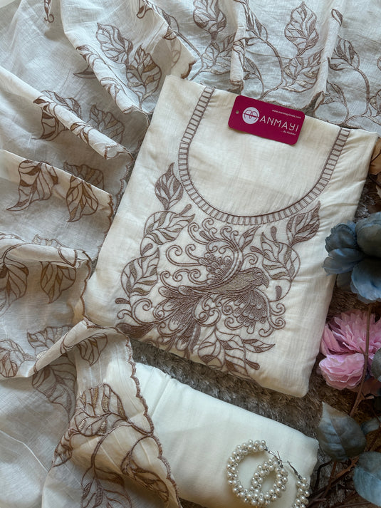 Mul Chanderi dori work bird suit set