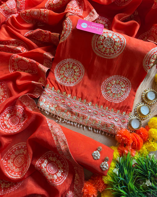 Motif design banarasi gotta work suit set