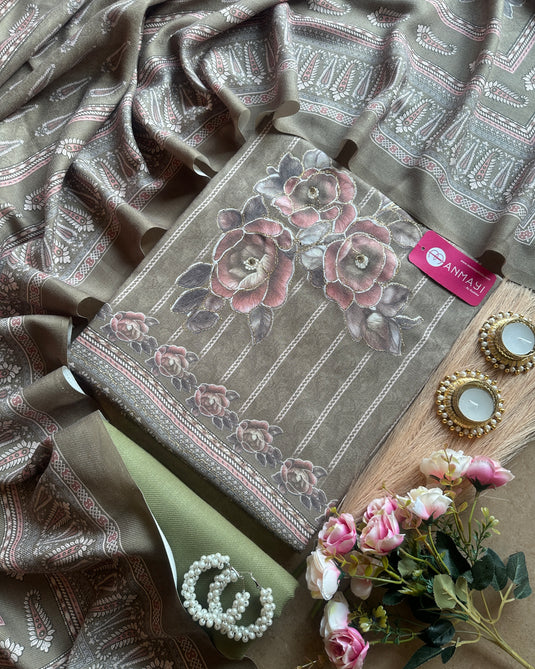 Stripy blooming flower spun suit set