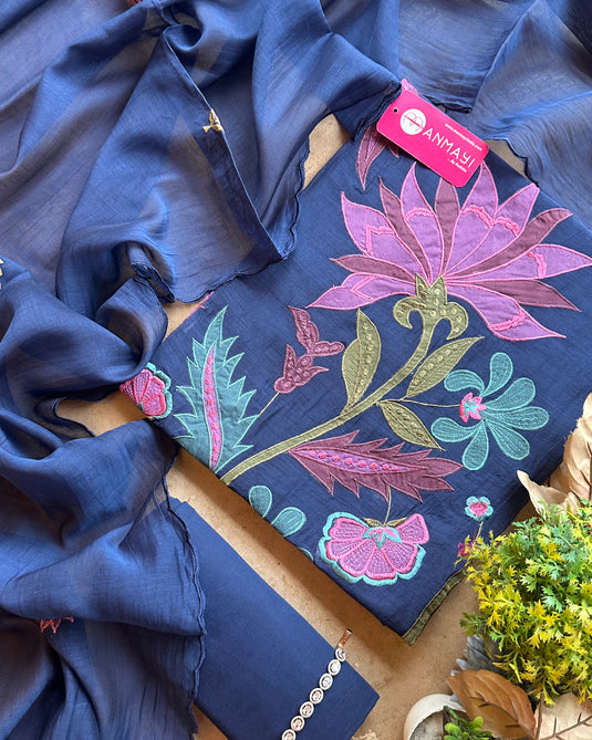 Appliqué work pure mul suit set