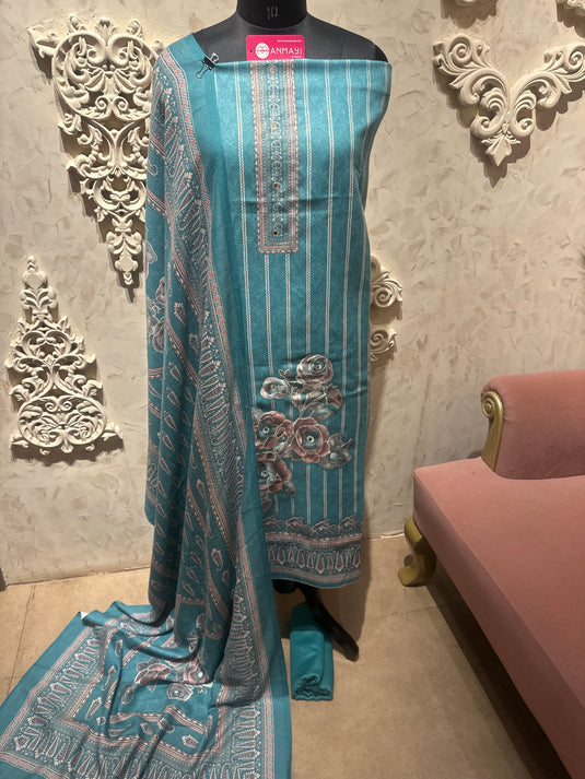 Stripy blooming flower spun suit set