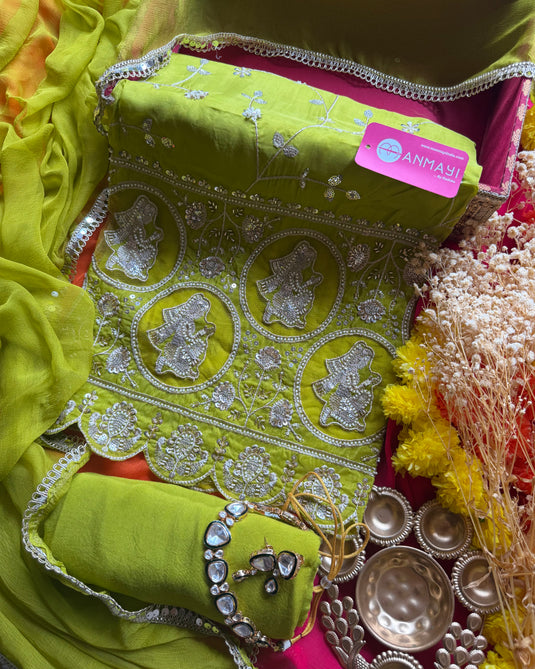 Semi crepe embroidered dulhan suit set