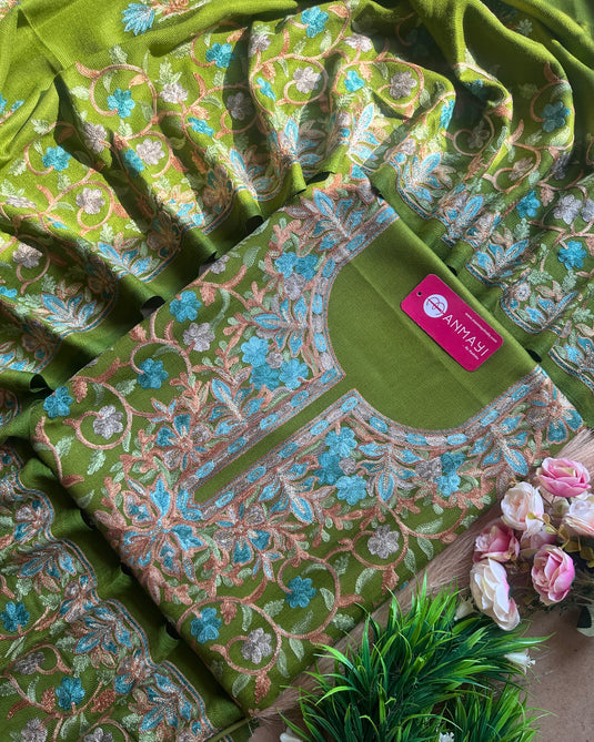 Aari work jaal woollen suit set