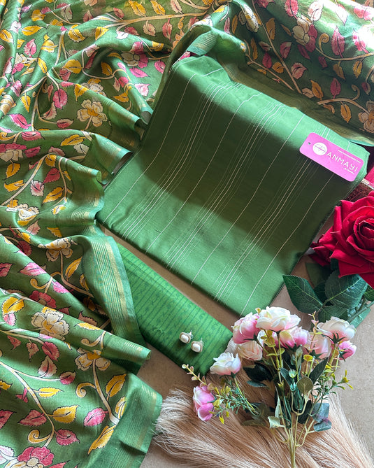 70 gms pure Chanderi weaving suit set with kalamkari dupatta
