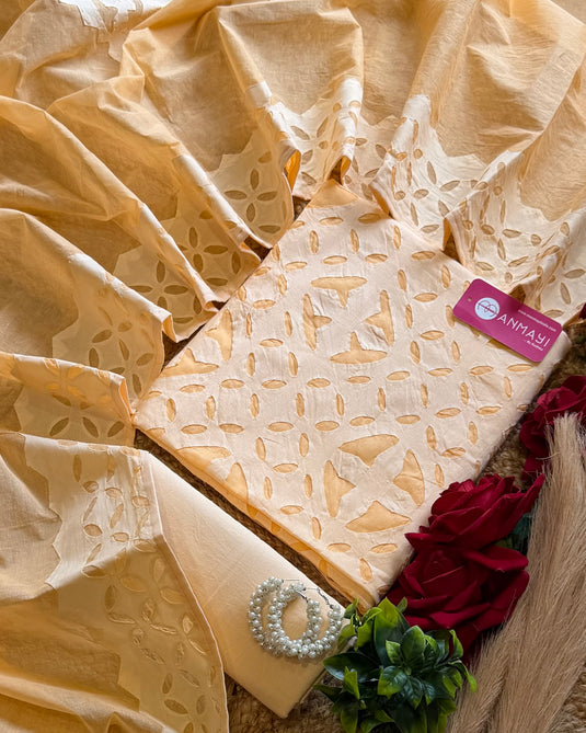 Appliqué work arkandi cotton suit set