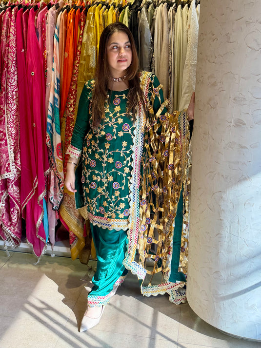 Traditional gotta work suit set with gotta filling dupatta