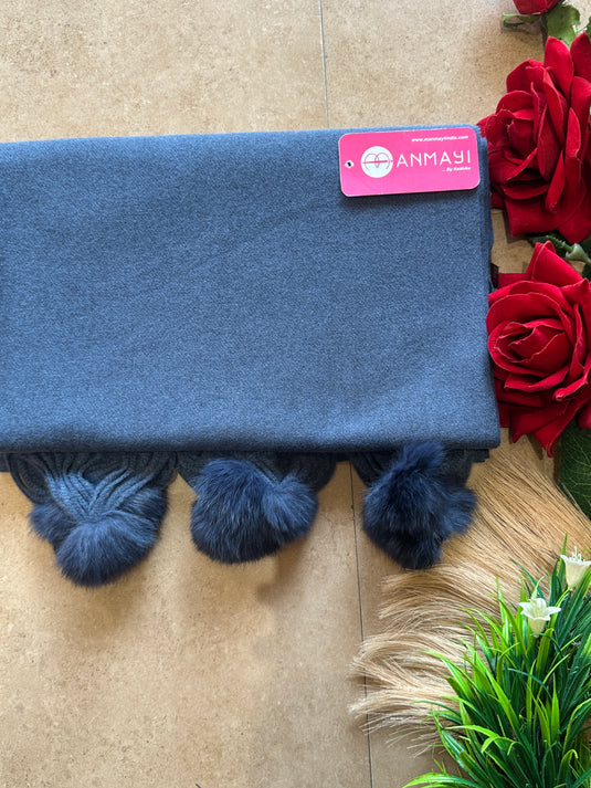 Hana plain Pom Pom soft stole