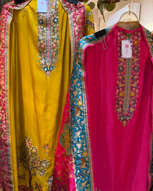 Jamawar weaving pure silk suit set
