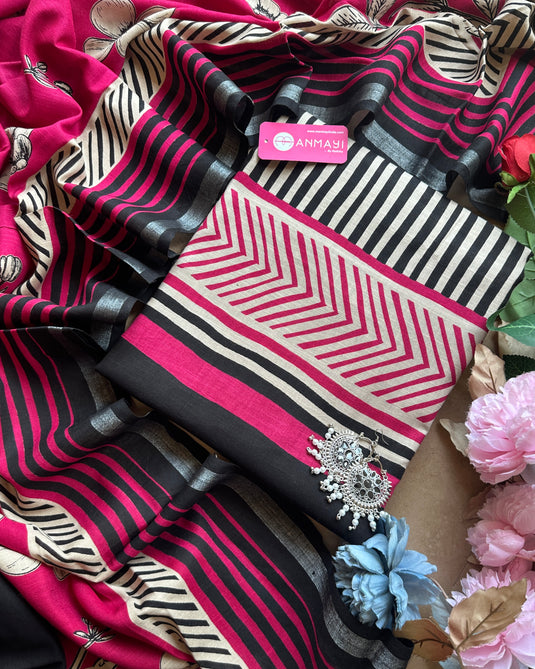 Abstract print organic linen suit set