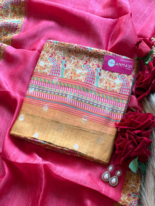 Pure Maheshwari banarasi madhubani weave suit set