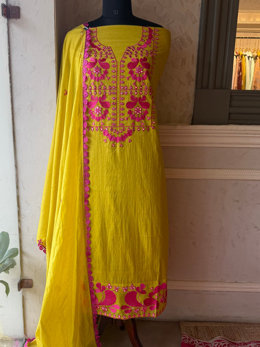 Phagun paper gotta work Mul Chanderi suit set