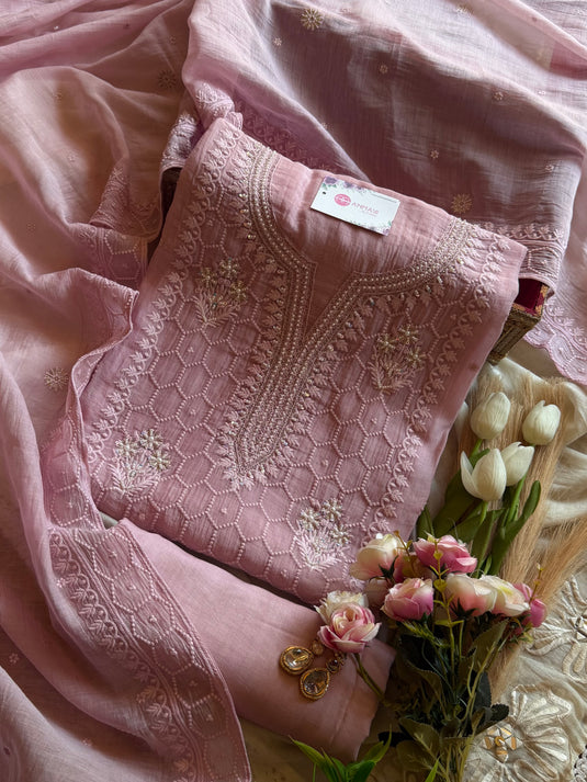 Pure Mul Cotton Lucknawi Suit Set