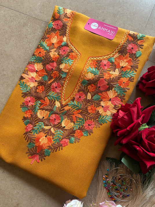 Unstitched coloured aari work coord set