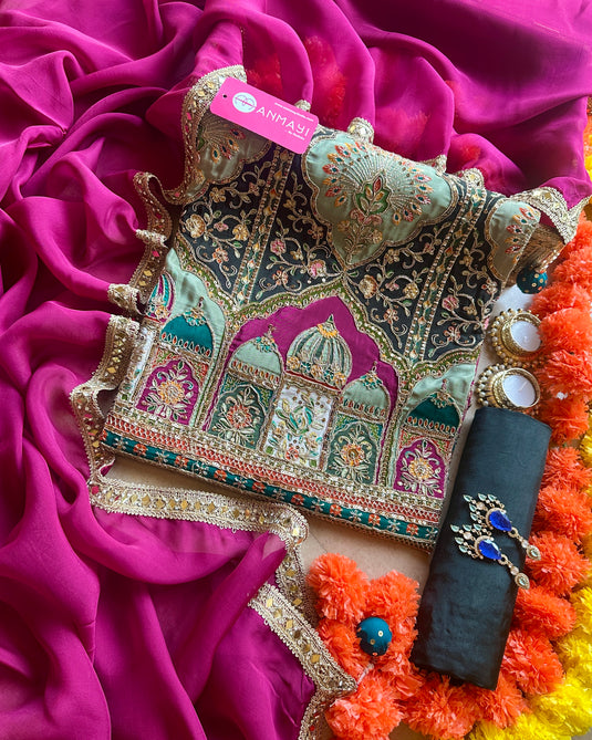 Sabyasachi inspired all over hand embroidered pure crepe suit