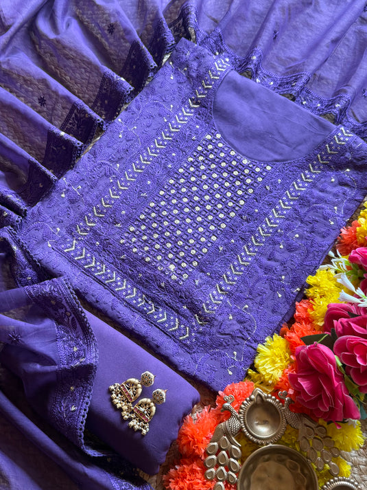 Jaal Dori work festive colour suit set