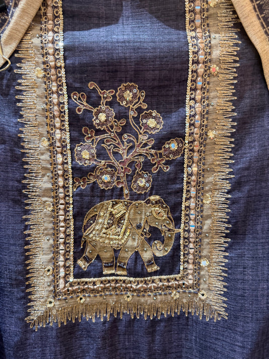 Highlighted Khadi Chanderi figure print suit set