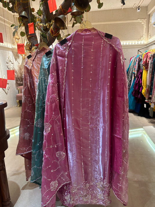 Glass tissue glossy sequins work suit set