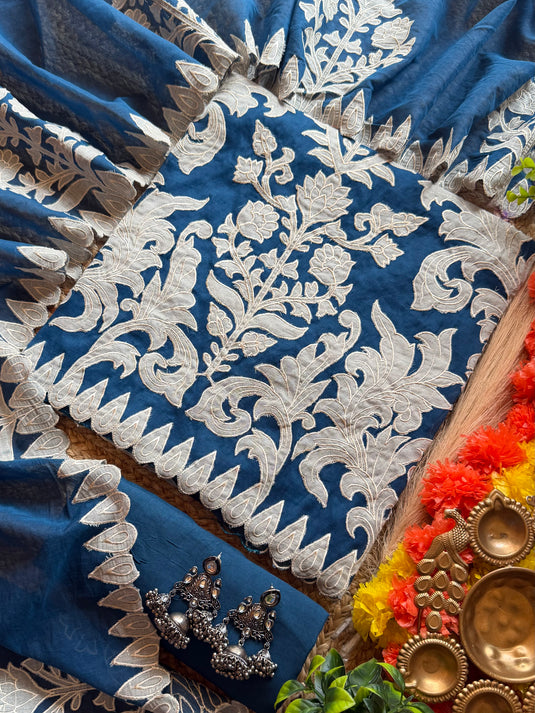Patch work Mul Chanderi suit