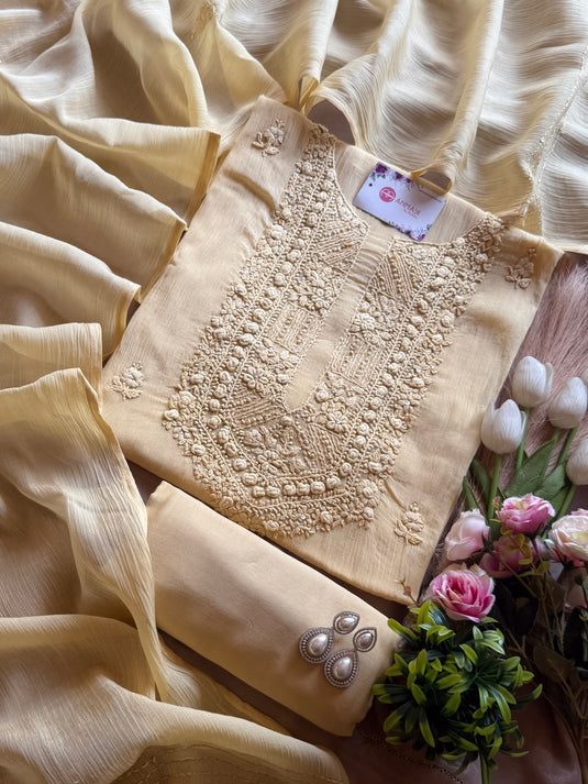 French knots wrinkled Mul cotton suit set