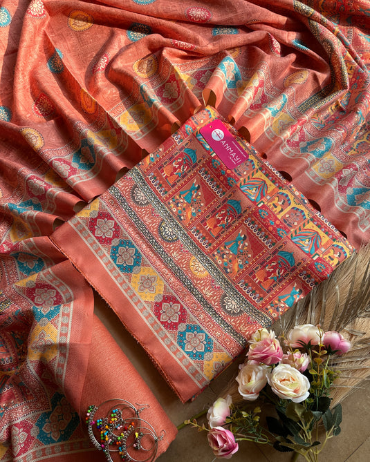 Persian print spun pashmina suit set