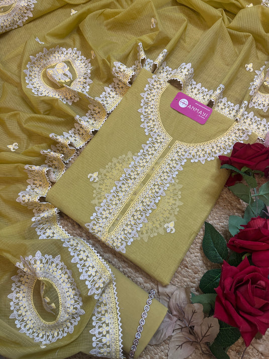 Kota Doria Dori zari embroidered suit set