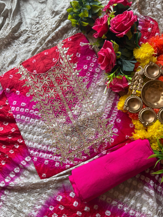 Ghadchola coloured lehria gotta work suit set