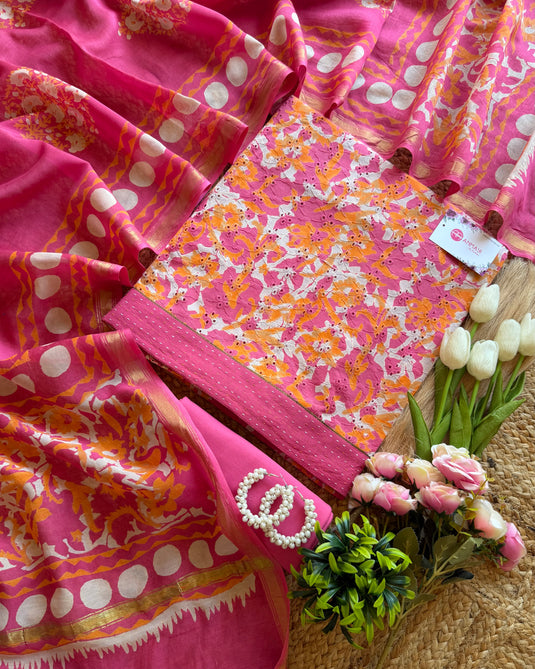 Hakooba handprint cotton suit set