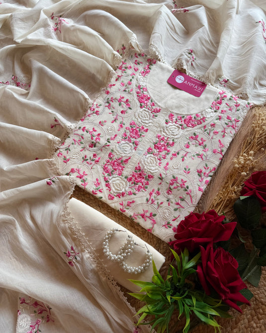 Machine coloured work pure cotton suit set