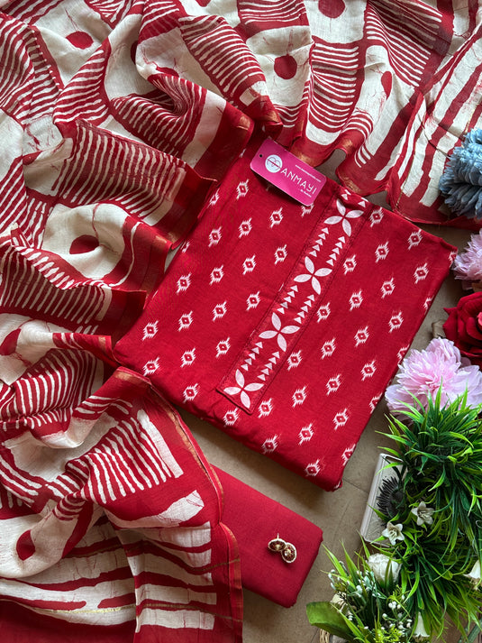 Abstract Maheshwari Cotton suit set