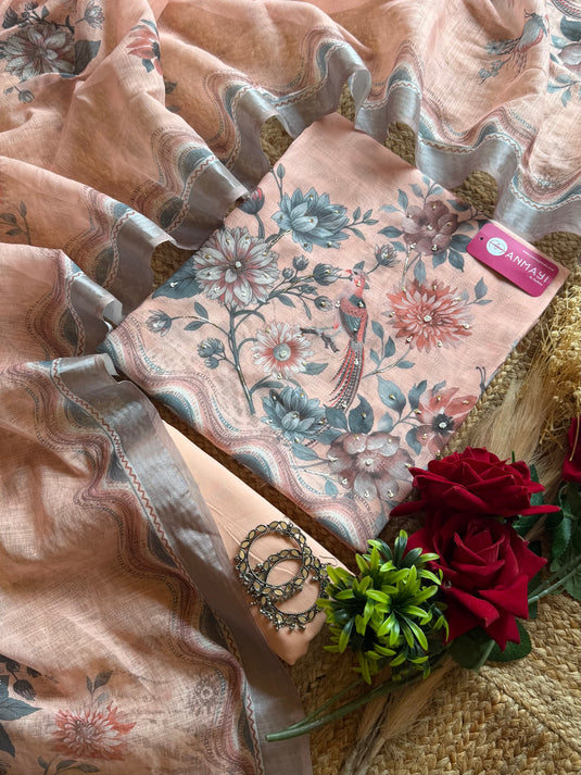 Sparrow print printed linen suit set