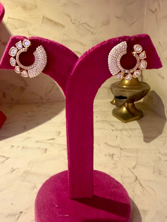 Love pearl Kundan hoops