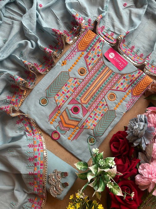 Mirror boho looks muslin suit set