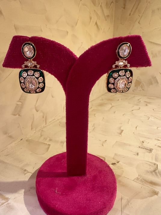 Meenakari emerald square hangings