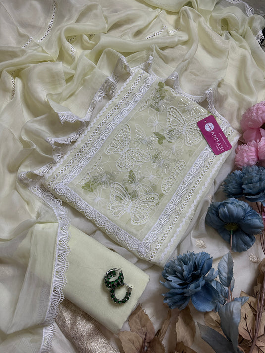 Butterfly crochet soft organza pastel suits