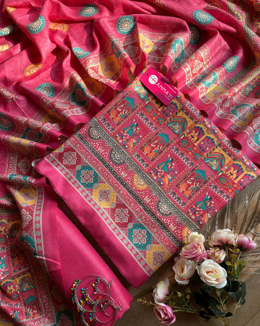 Persian print spun pashmina suit set