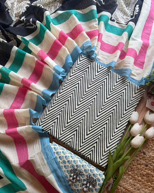 Zig zag soft Cambric cotton suit set