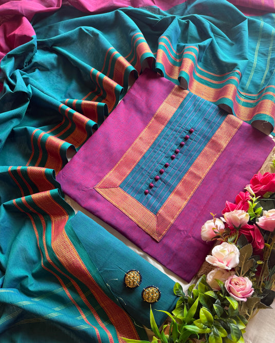 South cotton handloom border suit set