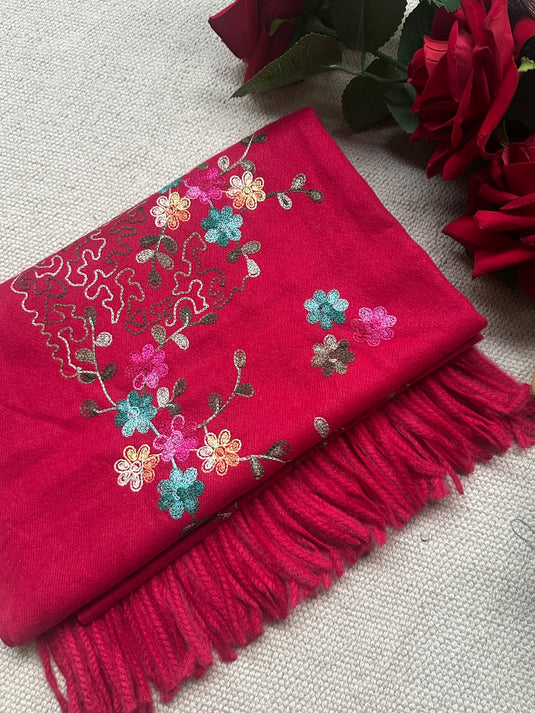 Multi coloured Kashmiri Jaal work stoles
